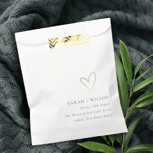 Sachets En Papier Élégant minimaliste simple Blush Mariage de coeur 