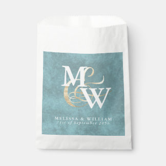 Sachets En Papier Elégant Monogram Gold Sea Glass Turquoise White Ma