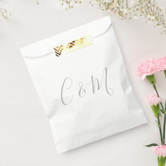 Sachets En Papier Elégant Monogramme Argent Mariage Favor Sac (Scellé)