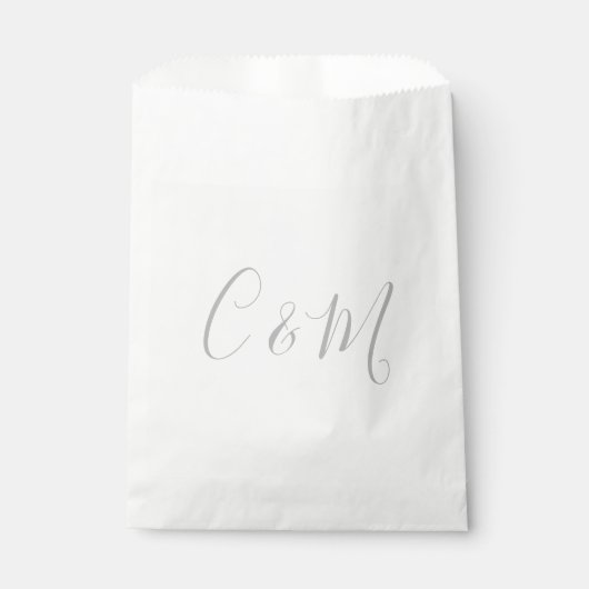 Sachets En Papier Elégant Monogramme Argent Mariage Favor Sac (Devant)