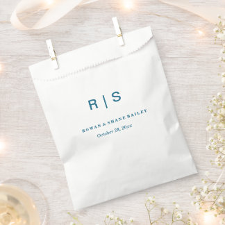 Sachets En Papier Elégant Monogramme Bleu Mariage Favor Sac