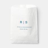 Sachets En Papier Elégant Monogramme Bleu Mariage Favor Sac (Devant)