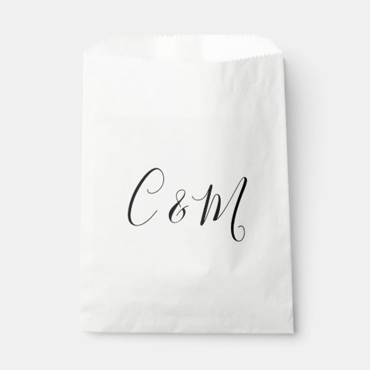Sachets En Papier Élégant Monogramme noir et blanc (Devant)