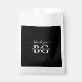 Sachets En Papier Élégant Noir et Blanc Monogramme Initiales Mariage (Devant)