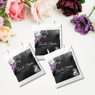 Sachets En Papier Élégant noir violet gothique Mariage crâne floral