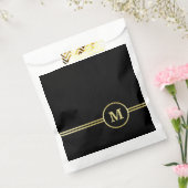 Sachets En Papier Élégant or Monogramme personnalisé sur noir (Scellé)