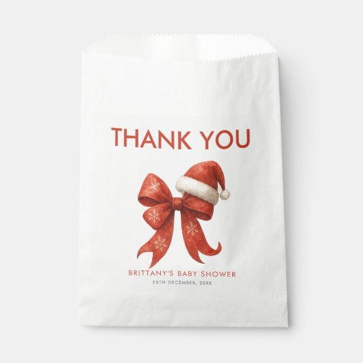 Sachets En Papier Élégant Père Noël Baby shower Red Bow Noël (Devant)
