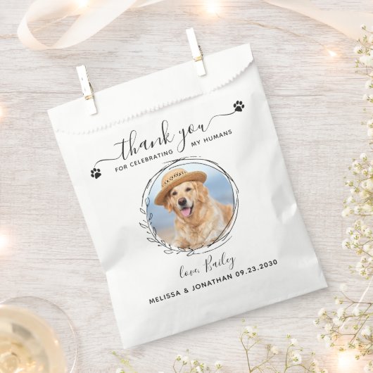 Sachets En Papier Élégant Personnalisé Merci photo de chien Mariage (Coupé)
