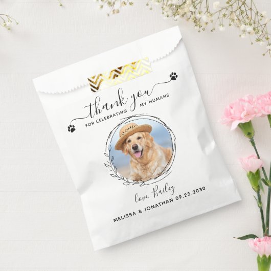 Sachets En Papier Élégant Personnalisé Merci photo de chien Mariage  (Scellé)