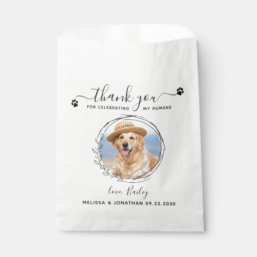 Sachets En Papier Élégant Personnalisé Merci photo de chien Mariage (Devant)