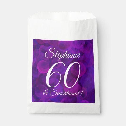 Sachets En Papier Elegant Purple 60 et fête d'anniversaire sensation (Devant)