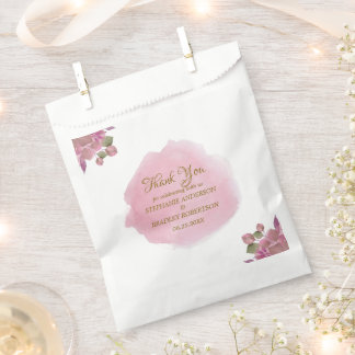 Sachets En Papier Élégant Remerciement de Mariage Floral Rose Poussi