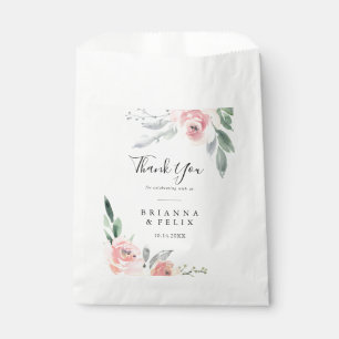Sachets En Papier Élégant rose Blush Floral Merci Mariage