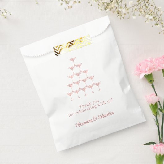 Sachets En Papier Élégant Rose Champagne Tour Mariage Script (Scellé)