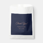 Sachets En Papier Elégant Rose Gold Marine Mariage bleu (Devant)