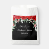 Sachets En Papier Élégant Rose rouge et noir Fleurs Mariage (Devant)