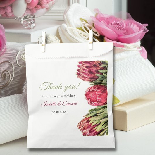 Sachets En Papier Élégant rose Sage vert Mariage de protéines tropic