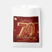 Sachets En Papier Elegant Ruby Red Gold Jewel Glitter 70th Birthday  (Devant)