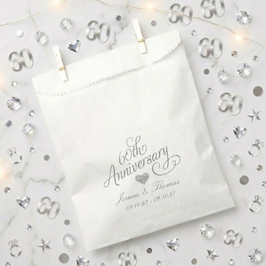Sachets En Papier Elegant Script 60th Diamond Wedding Anniversary