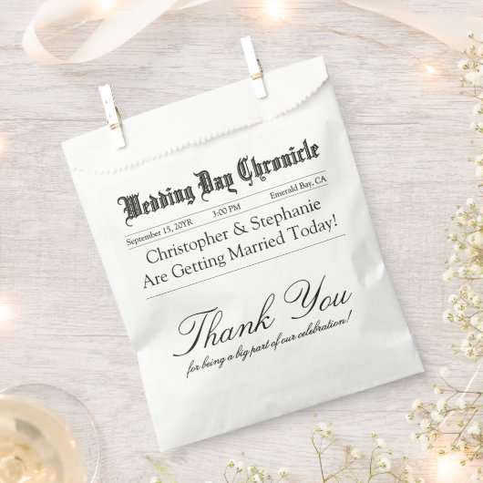 Sachets En Papier Elegant Script Custom Minimalist Wedding Thank You (Coupé)