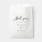 Sachets En Papier Élégant script de calligraphie Mariage Merci (Devant)