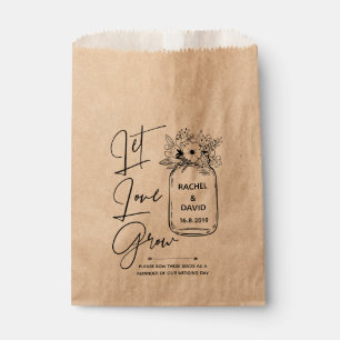 Sachets En Papier Élégant Script LET LOVE GROW Wedding Favor Bags