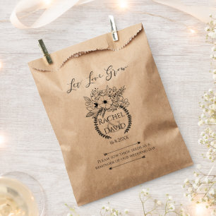 Sachets En Papier Élégant Script LET LOVE GROW Wedding Favor Bags