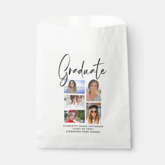 Sachets En Papier Élégant Script Multi Photo Graduate (Devant)
