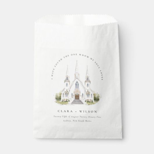 Sachets En Papier Élégant simple catholique Mariage de l'église aqua (Devant)