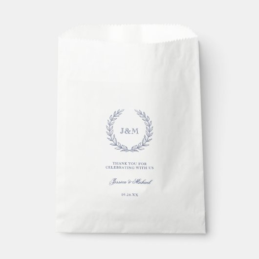 Sachets En Papier Élégant simple classe marine Mariage Monogramme bl (Devant)
