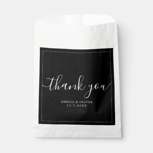 Sachets En Papier Elegant Timeless Wedding Thank You | Personalized (Devant)