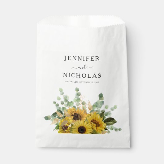 Sachets En Papier Élégant Tournesols Fleuris Mariage (Devant)