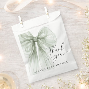 Sachets En Papier Élégant Vert Sauge Arc Cadeau de Remerciement pour