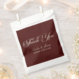 Sachets En Papier Élégant Vintage Ivoire Burgundy Mariage