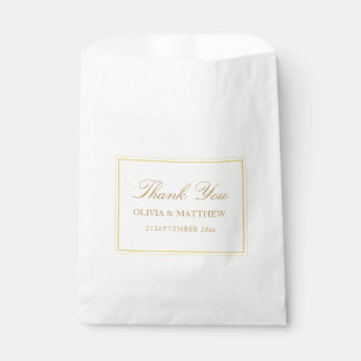 Sachets En Papier Elegant White Floral Ivory Gold Border Wedding