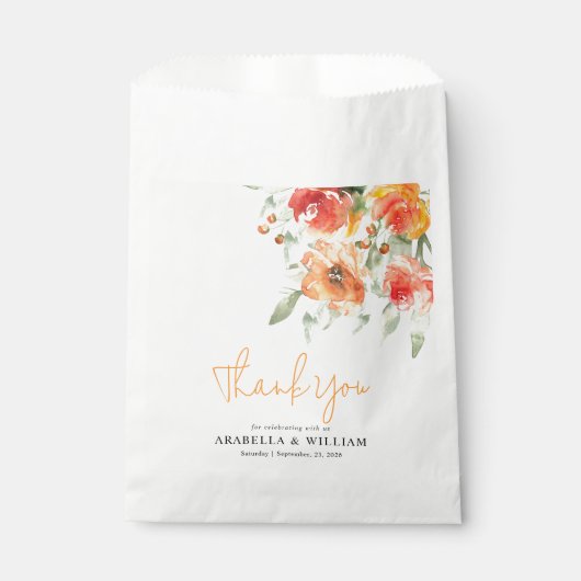 Sachets En Papier Elégante aquarelle Apricot Floral (Devant)