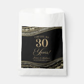 Sachets En Papier Élégante Black Gold Agate 30e anniversaire fête (Devant)
