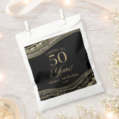 Sachets En Papier Elégante Black Gold Agate 50e fête d'anniversaire (Coupé)