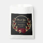 Sachets En Papier Elégante bougogne fleurs or noir mariage (Devant)