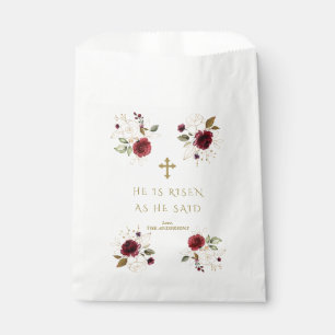 Sachets En Papier Elégante Bourgogne Fleurs Or Il Est Ressuscité Pâq