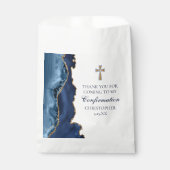 Sachets En Papier Élégante confirmation Croix Marine Blue Gold Agate (Devant)
