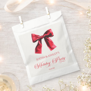 Sachets En Papier Élégante Coquette Rouge Bow Fête de Vacances