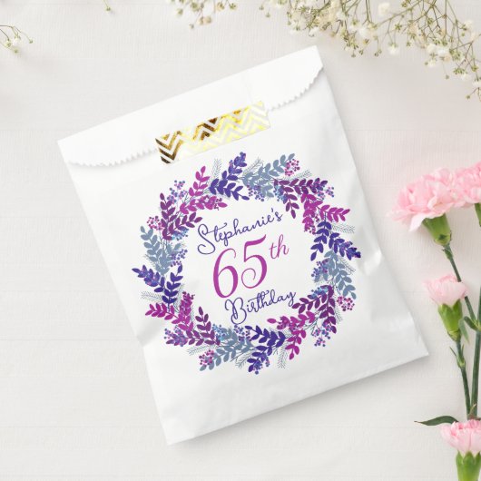 Sachets En Papier Élégante couronne rose violet 65e anniversaire (Scellé)