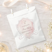 Sachets En Papier Élégante crête rose d'aquarelle première communion (Coupé)