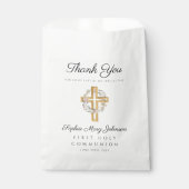 Sachets En Papier Elégante Croix Florale Première Communion Fille (Devant)