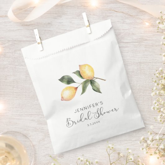 Sachets En Papier Elégante douche nuptiale citron aquarelle (Coupé)