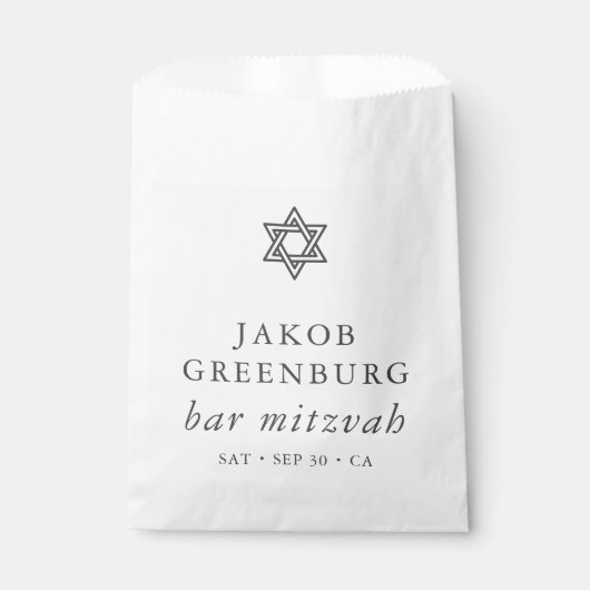Sachets En Papier Élégante étoile simple moderne de David Bar Mitzva (Devant)