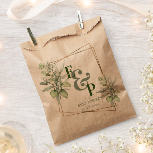Sachets En Papier Elégante Eucalyptus Monogramme Soirée de Mariage V