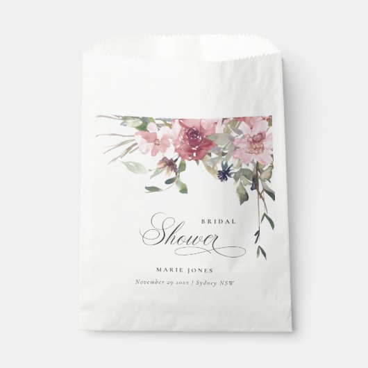 Sachets En Papier Elégante Fête des mariées florale Rose Dusky (Devant)