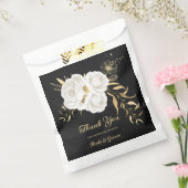 Sachets En Papier Élégante fleurs blanches or noir mariage (Scellé)